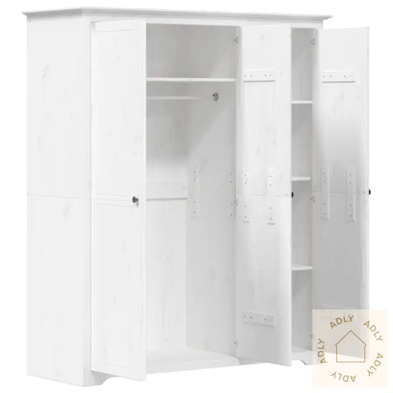 Garderobe Bodo Hvit 146X53,5X173 Cm Heltre Furu