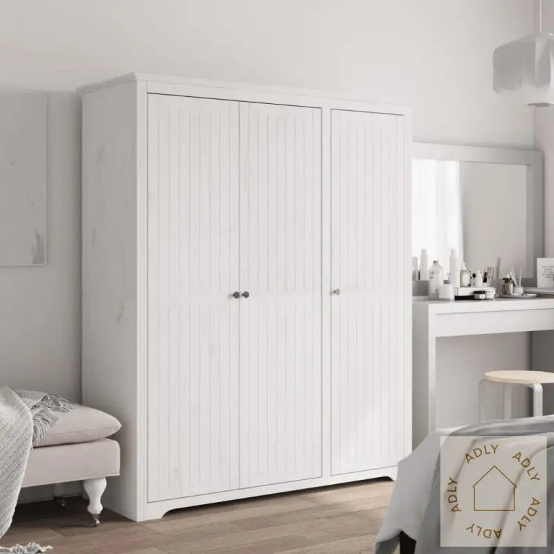Garderobe Bodo Hvit 146X53,5X173 Cm Heltre Furu