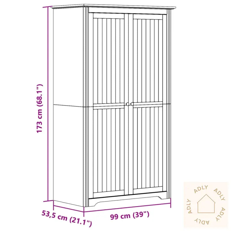 Garderobe Bodo Hvit Og Brun 99X53,5X173 Cm Heltre Furu