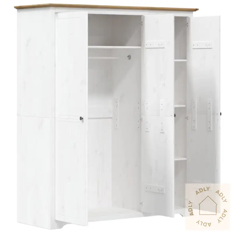 Garderobe Bodo Hvit Og Brun 146X53,5X173 Cm Heltre Furu