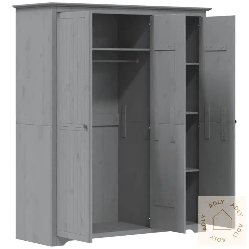 Garderobe Bodo Grå 146X53,5X173 Cm Heltre Furu