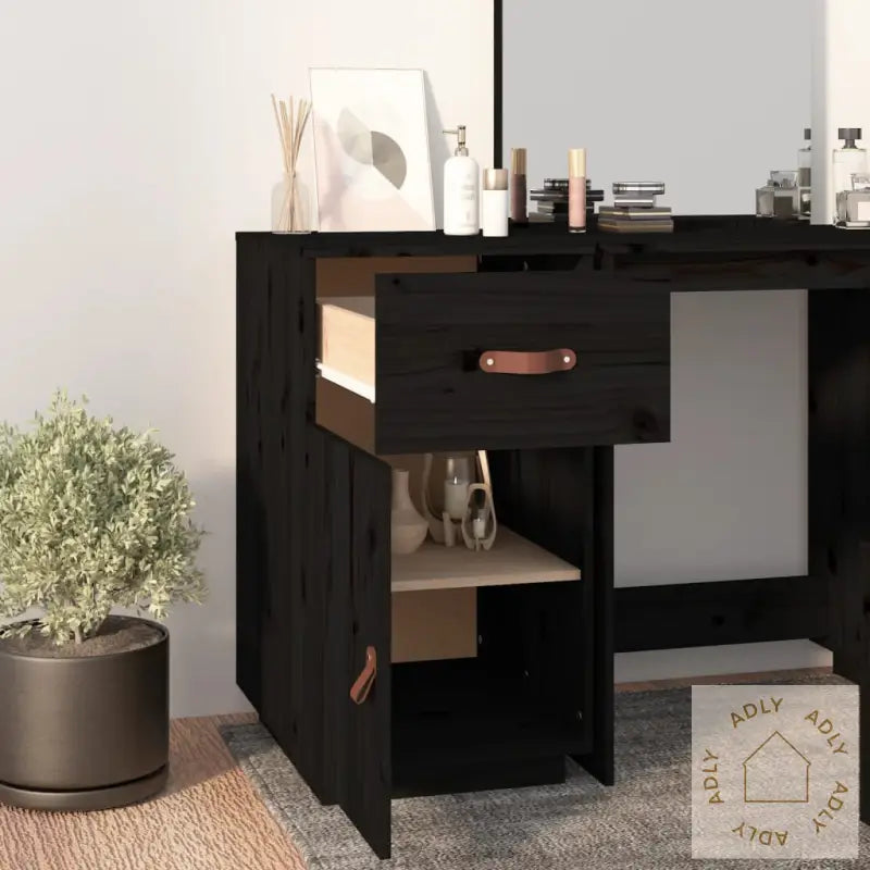 Skap Til Skrivebord Svart 40X50X75 Cm Heltre Furu