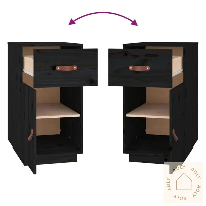 Skap Til Skrivebord Svart 40X50X75 Cm Heltre Furu