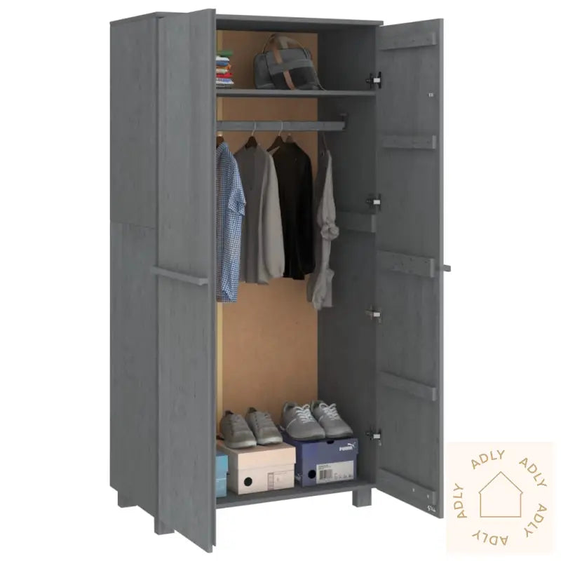 Garderobe Hamar 1 Mørkegrå 89X50X180 Cm Heltre Furu
