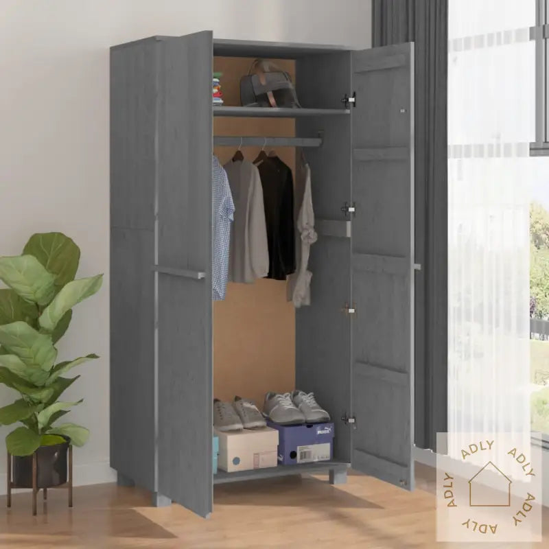 Garderobe Hamar 1 Mørkegrå 89X50X180 Cm Heltre Furu
