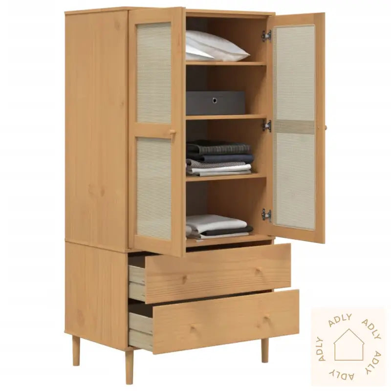 Garderobe Senja Rotting Utseende Brun 90X55X175 Cm Heltre Furu