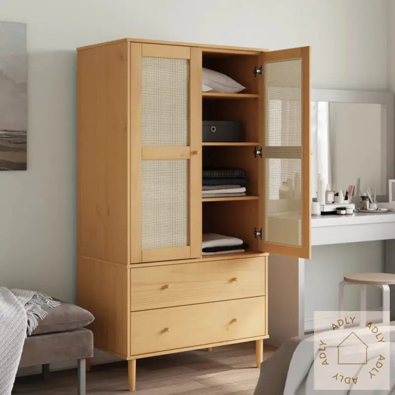 Garderobe Senja Rotting Utseende Brun 90X55X175 Cm Heltre Furu