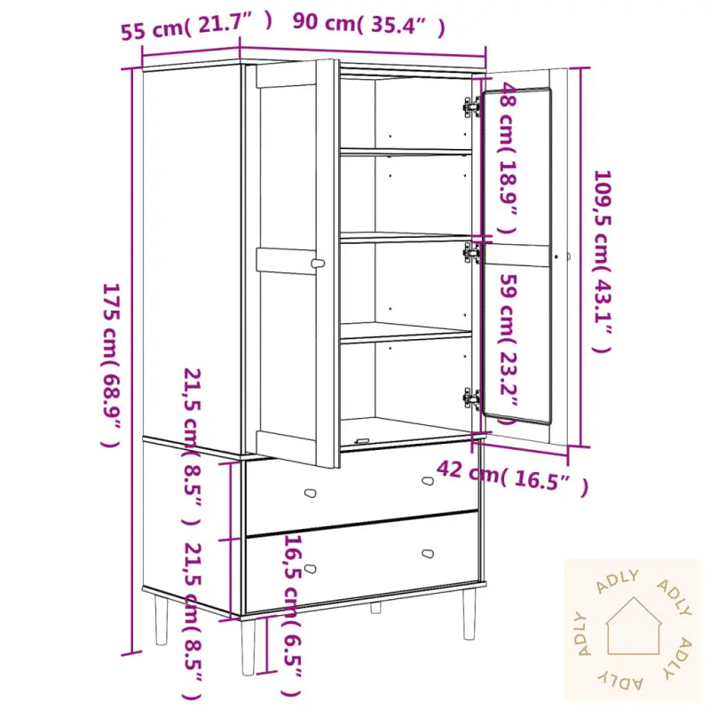 Garderobe Senja Rotting Utseende Brun 90X55X175 Cm Heltre Furu