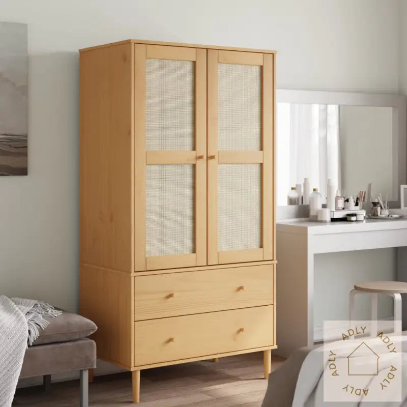 Garderobe Senja Rotting Utseende Brun 90X55X175 Cm Heltre Furu