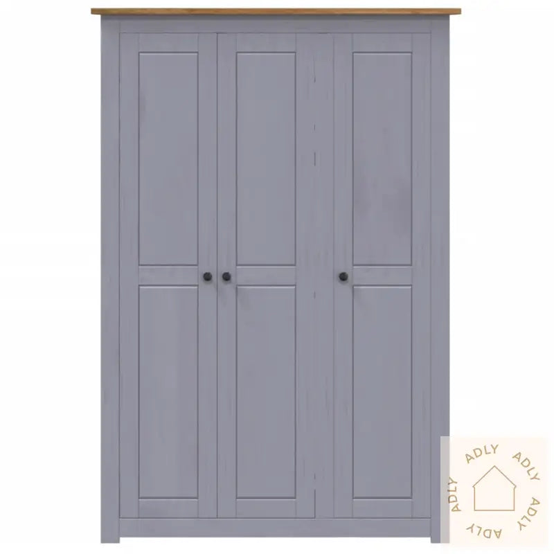 Garderobeskap 3 Dører Grå 118X50X171,5 Cm Furu Panama Range