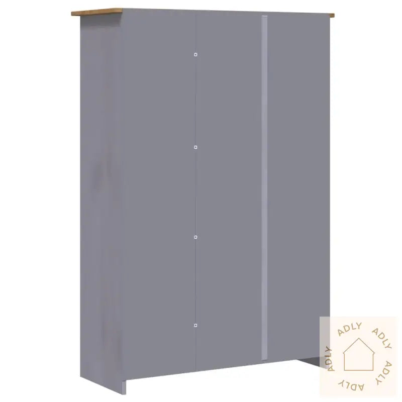 Garderobeskap 3 Dører Grå 118X50X171,5 Cm Furu Panama Range