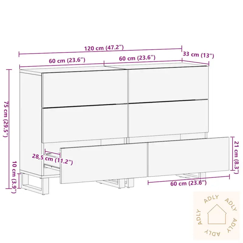 Skjenker 2 Stk Svart 60X33X75 Cm Heltre Mango