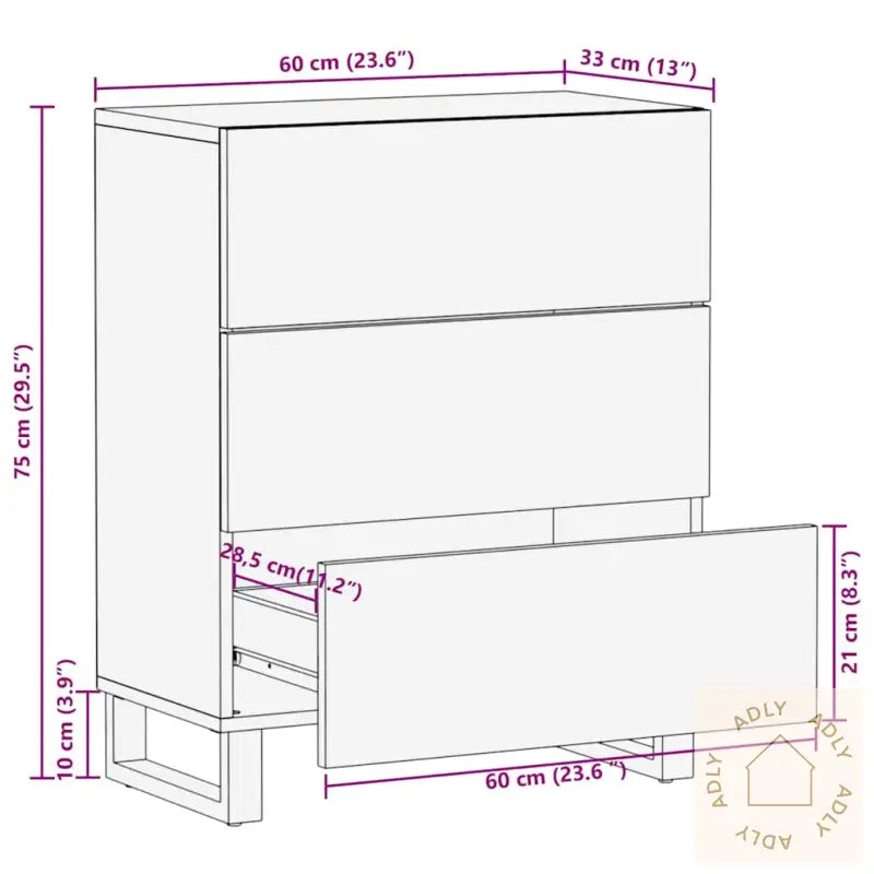 Skjenk Svart 60X33X75 Cm Heltre Mango