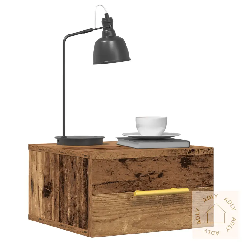 Sengbord 2 Stk Veggmontert Gamle Tre 35X35X20 Cm