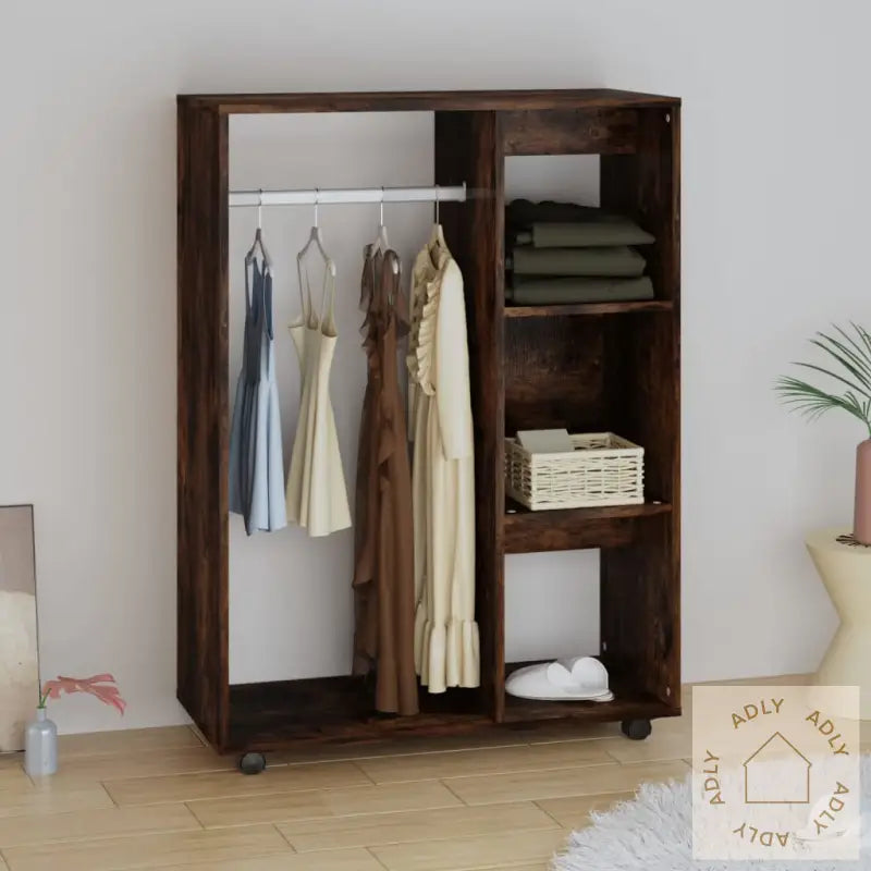 Garderobe Røkt Eik 80X40X110 Cm Konstruert Tre