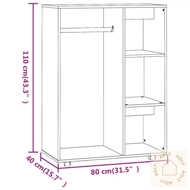 Garderobe Grå Sonoma 80X40X110 Cm Konstruert Tre