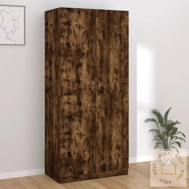 Garderobe Røkt Eik 90X52X200 Cm Konstruert Tre