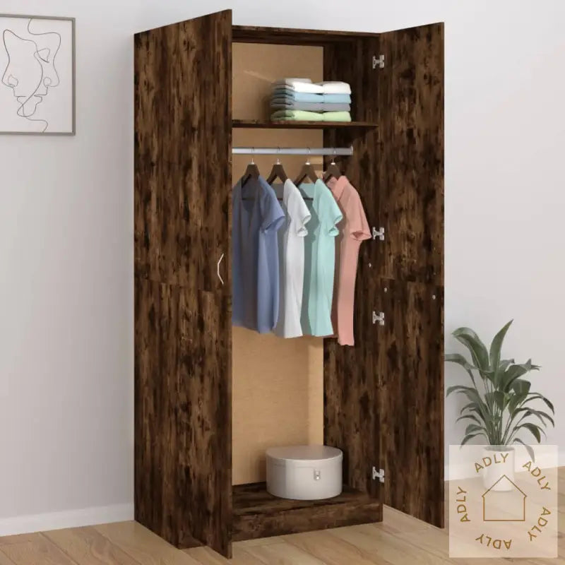 Garderobe Røkt Eik 90X52X200 Cm Konstruert Tre