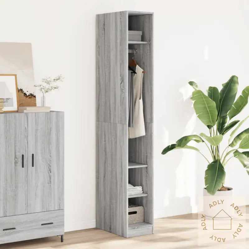 Garderobe Grå Sonoma 30X50X200 Cm Konstruert Tre