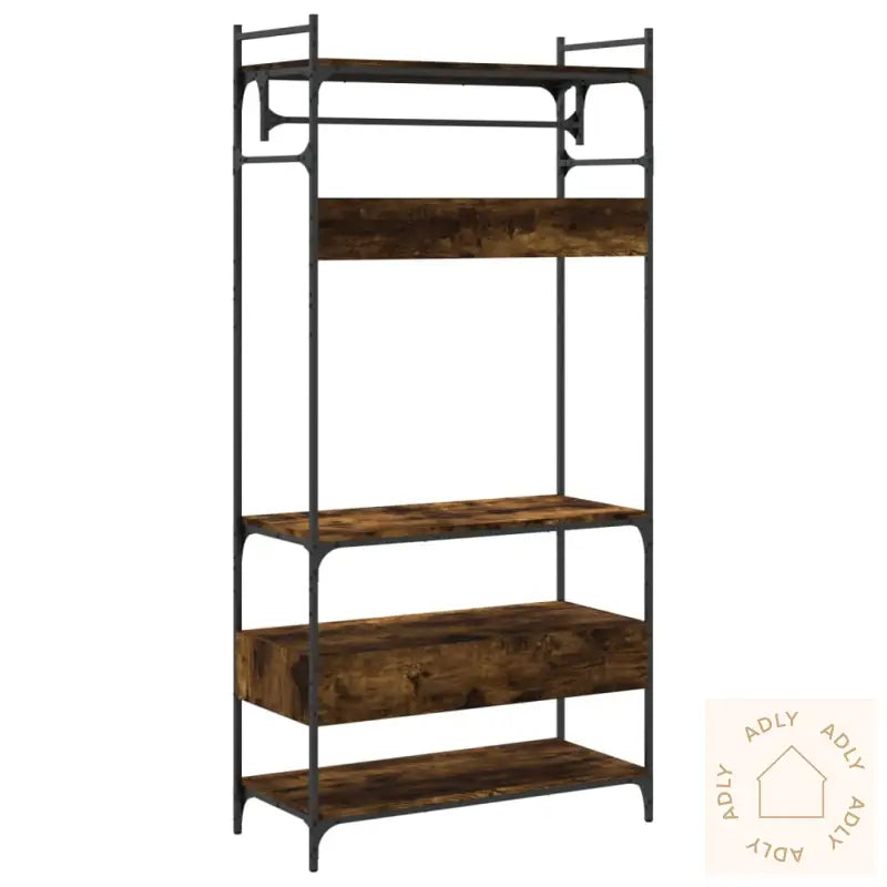 Garderobe Med Skuffer Røkt Eik 89X39X184,5 Cm Konstruert Tre