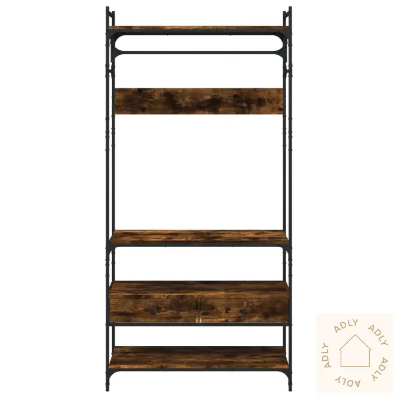 Garderobe Med Skuffer Røkt Eik 89X39X184,5 Cm Konstruert Tre