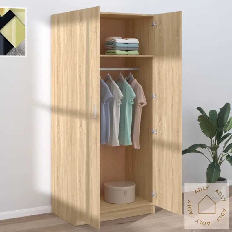 Garderobe Sonoma Eik 80X52X180 Cm Konstruert Tre