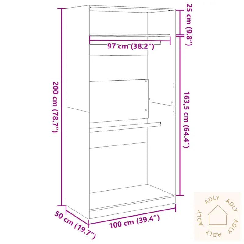 Garderobe Sonoma Eik 100X50X200 Cm Sponplate