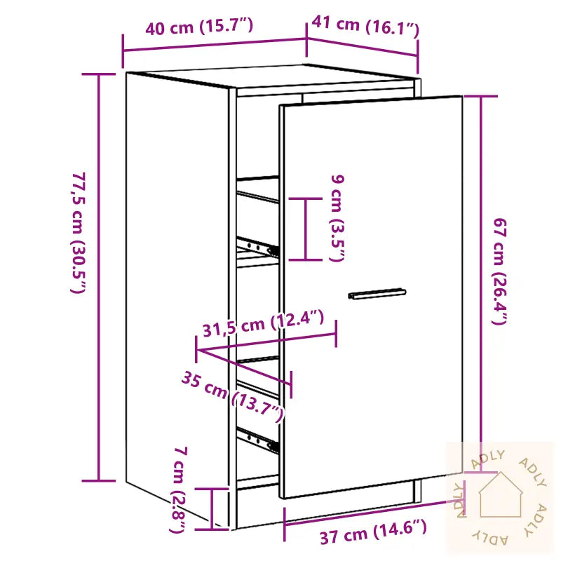 Apothecary Cabinet Svart Eik 40X41X77,5 Cm Konstruert Tre