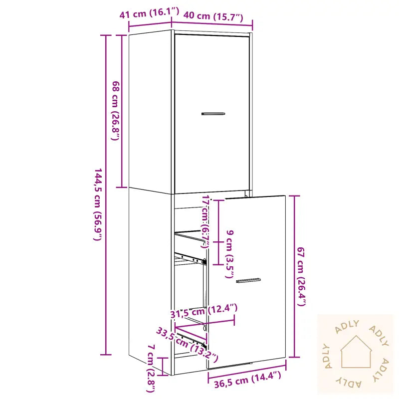Apotekskap Svart Eik 40X41X144.5 Cm Konstruert Tre