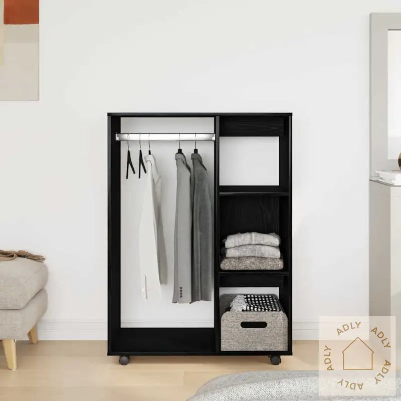 Garderobe Svart Eik 80X40X110 Cm Konstruert Tre