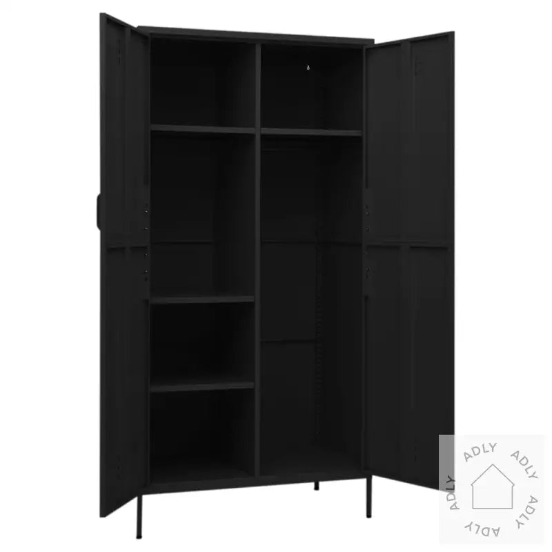 Garderobe Svart 90X50X180 Cm Stål