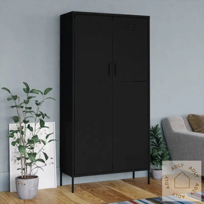 Garderobe Svart 90X50X180 Cm Stål