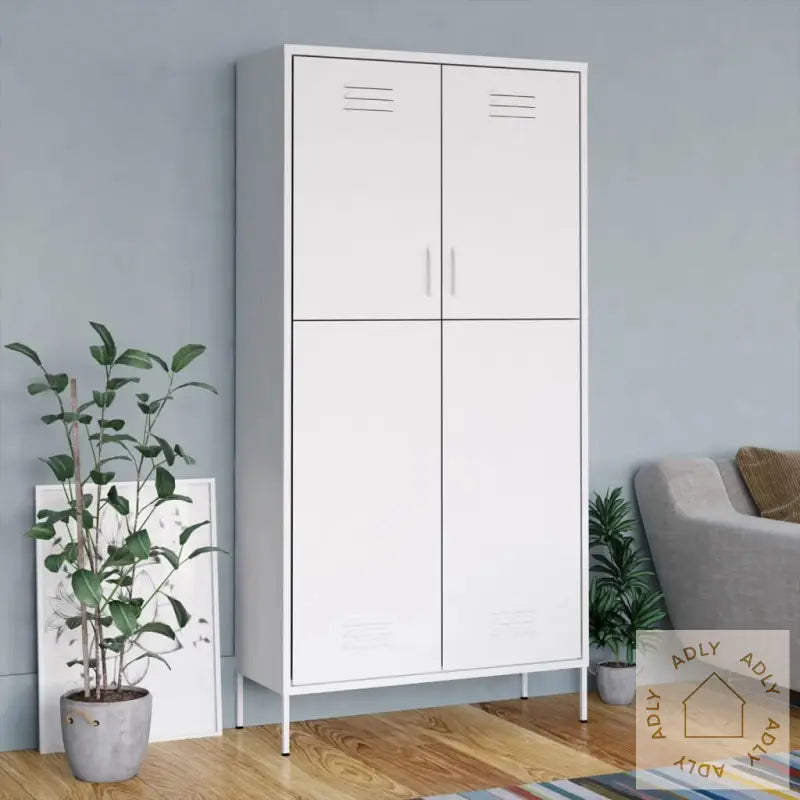 Garderobe Hvit 90X50X180 Cm Stål