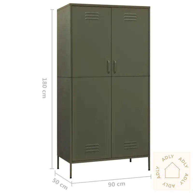 Garderobe Olivengrønn 90X50X180 Cm Stål