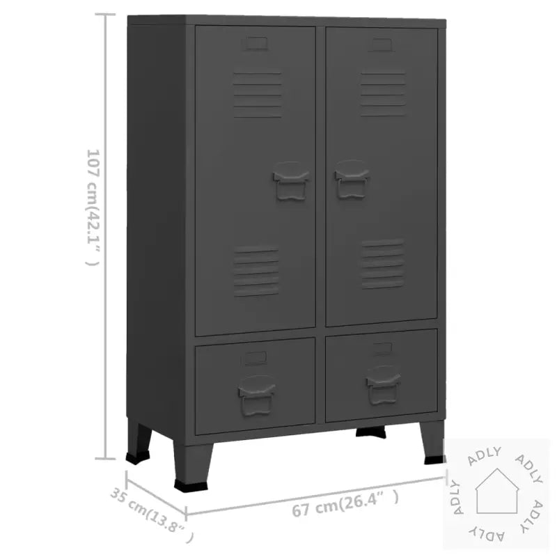 Garderobe Industriell Stil Antrasitt 67X35X107 Cm Stål