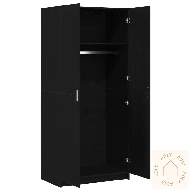 Garderobe Svart Eik 80X51X180 Cm Konstruert Tre