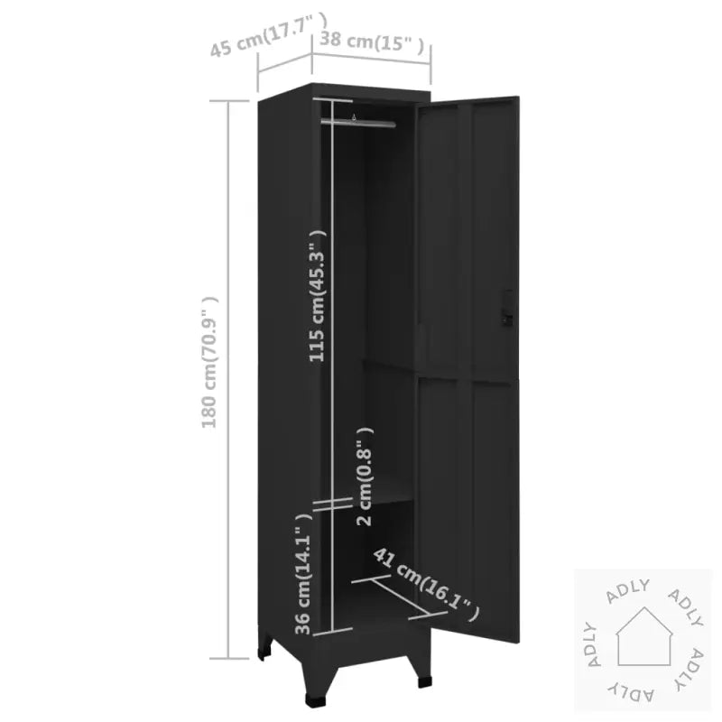 Arkivskap Svart 38X45X180 Cm Stål