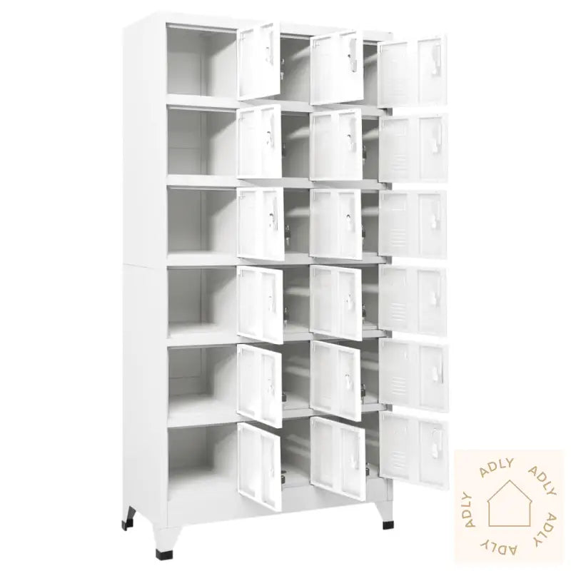 Garderobeskap Med 18 Rom Metall 90X40X180 Cm