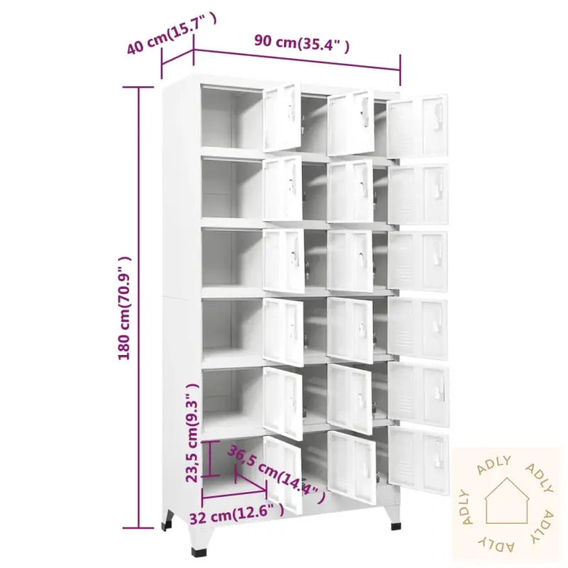 Garderobeskap Med 18 Rom Metall 90X40X180 Cm