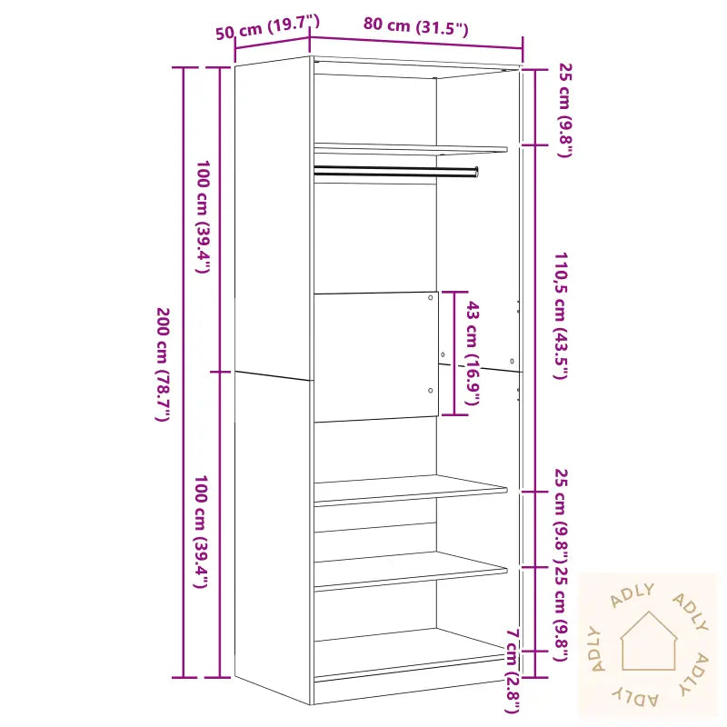Garderobe Svart Eik Sett Med 2 Svart Eik Konstruert Tre