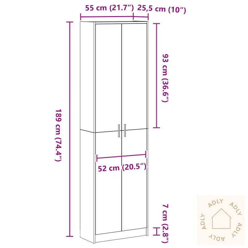 Garderobe Sonoma Eik 55X25X189 Cm Konstruert Tre
