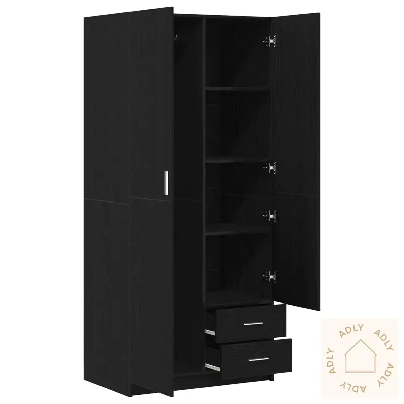 Kleskap Svart Eik 80X52X180 Cm Laget Av Tre