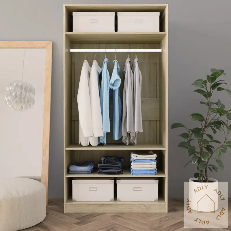 Garderobe Sonoma Eik 100X50X200 Cm Konstruert Tre