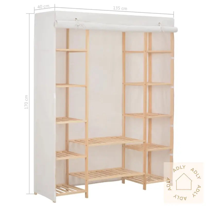 Garderobeskap Hvit 135X40X170 Cm Stoff