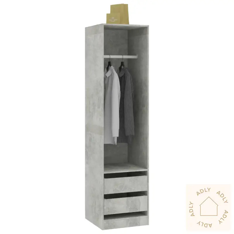 Garderobe Med Skuffer Betonggrå 50X50X200 Cm Konstruert Tre
