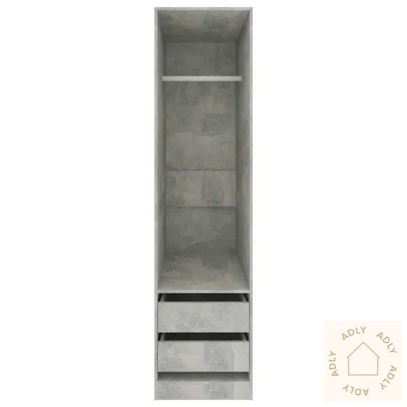 Garderobe Med Skuffer Betonggrå 50X50X200 Cm Konstruert Tre