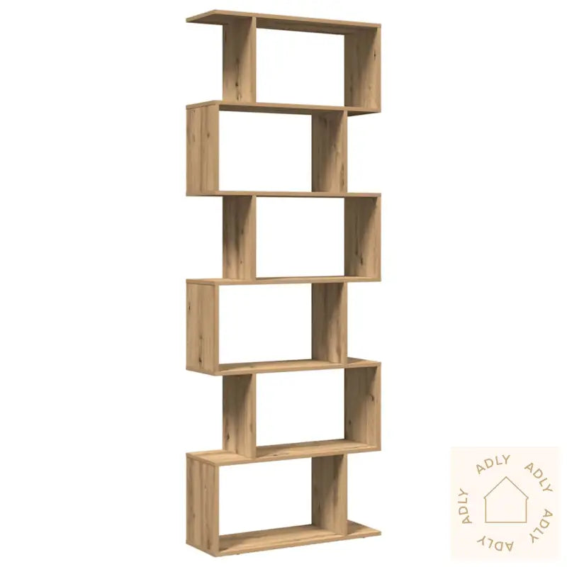 Romdeler Bokhylle 6 Lag Artisan Eik 70X24X193 Cm Konstruert Tre