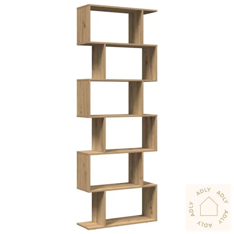 Romdeler Bokhylle 6 Lag Artisan Eik 70X24X193 Cm Konstruert Tre