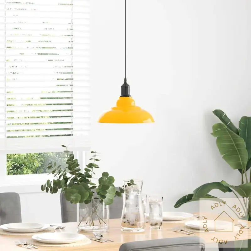 Pendellampe Høydejusterbar E27 Glans Gul Ø 31 Cm Metall
