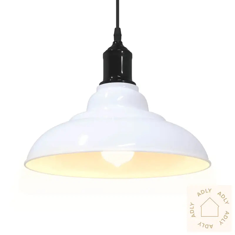 Pendellampe Høydejusterbar E27 Glans Hvit Ø 31 Cm Metall